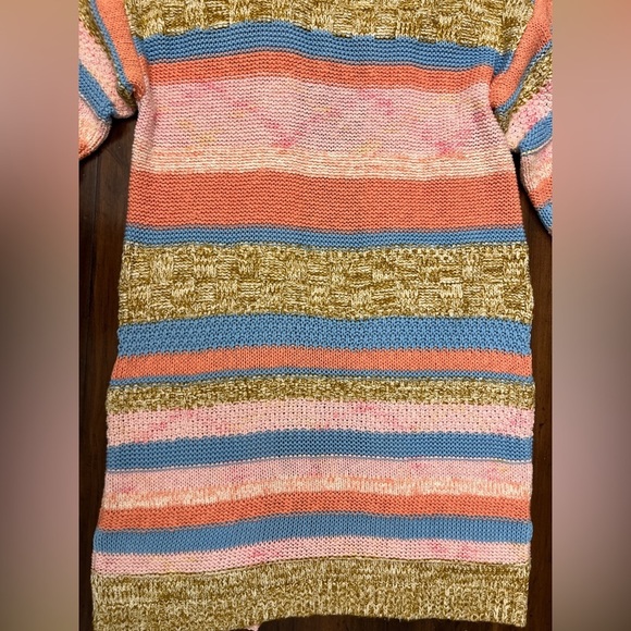 Anthropologie Textured Striped Cardigan One Size Open Front Soft Knit Cozy EUC - Picture 5 of 16